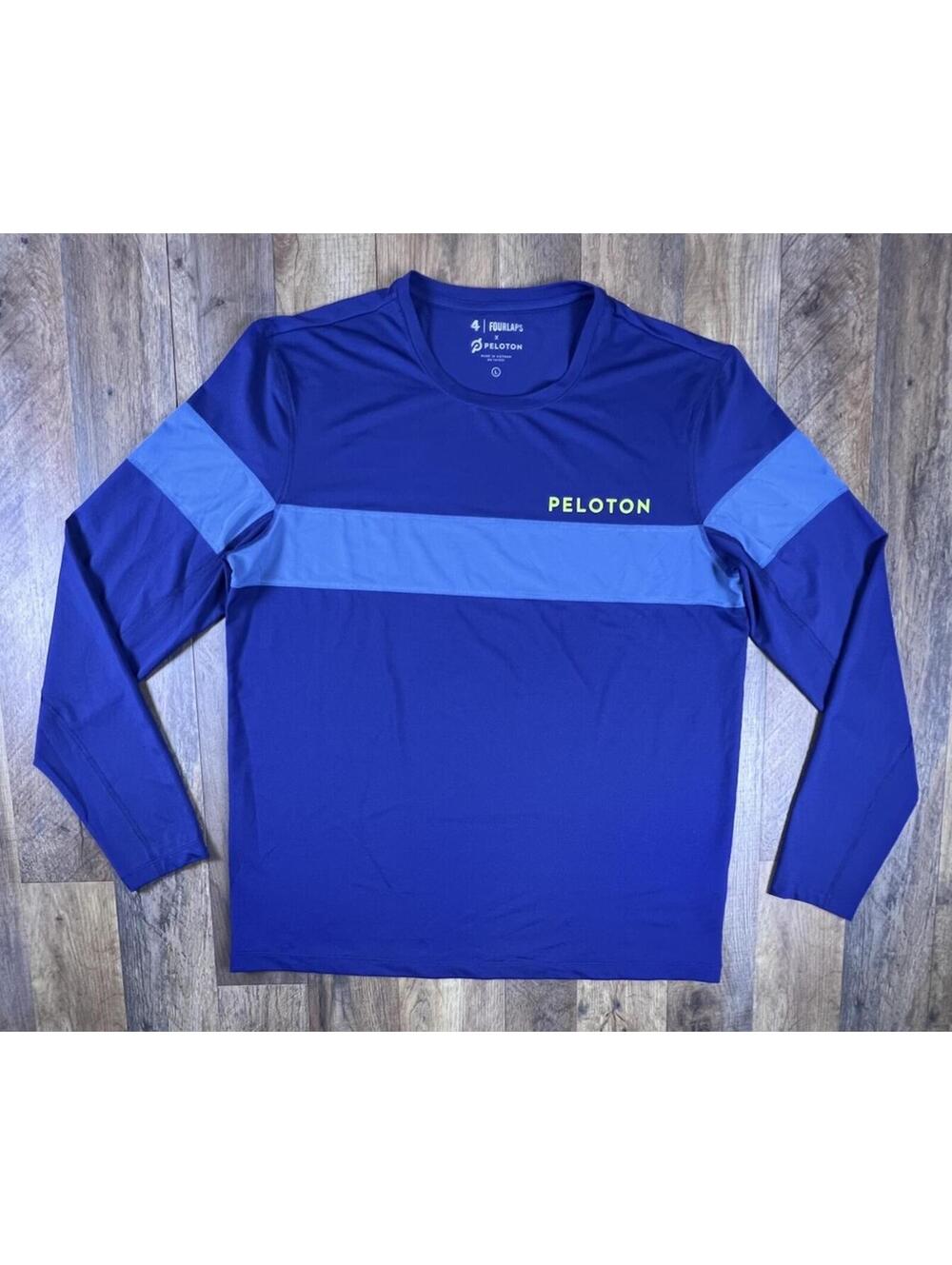 Fourlaps Peleton T-Shirt Large Bike Cycle Performance Gym Workout Long Sleeve